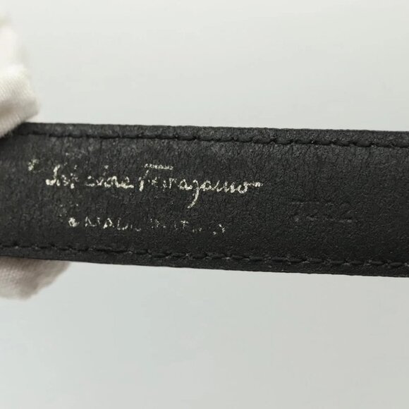 Salvatore Ferragamo Gancini Belt Leather 34.3"" Black Auth 133510 - Picture 9 of 10